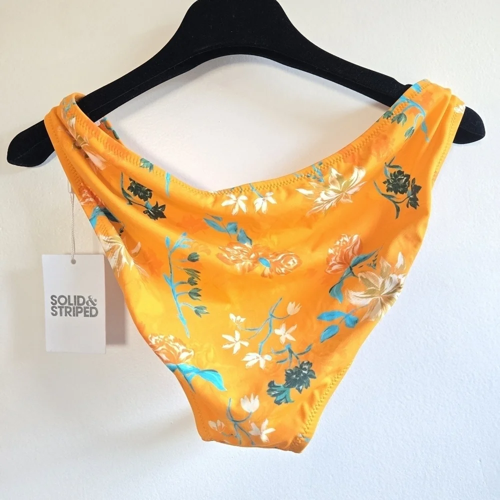 New Solid & Striped Floral Print Orange The Maisie Top/Arlo Bikini Bottom NWT